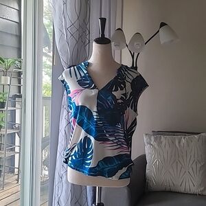 Worthington multicolor blouse size medium polyester